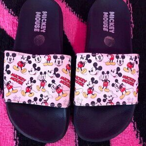 DISNEY MICKEY MOUSE PRINT SLIDES SANDALS SIZE 7